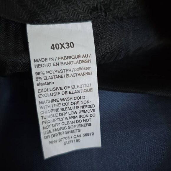 Savane Men's Size 40x30 Vintage Indigo Dlat Front No Iron Wicking Dress Pants - Picture 2 of 8